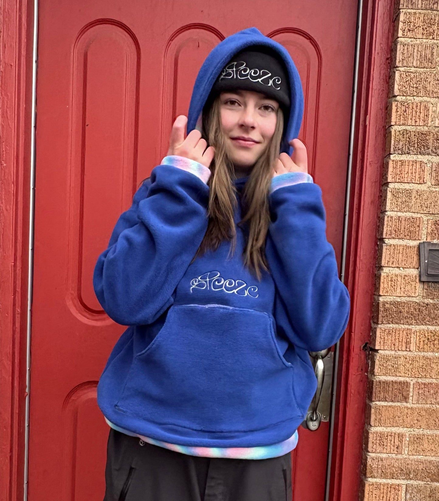 STEEZE HOODIE - Navy and Trippy Pastels