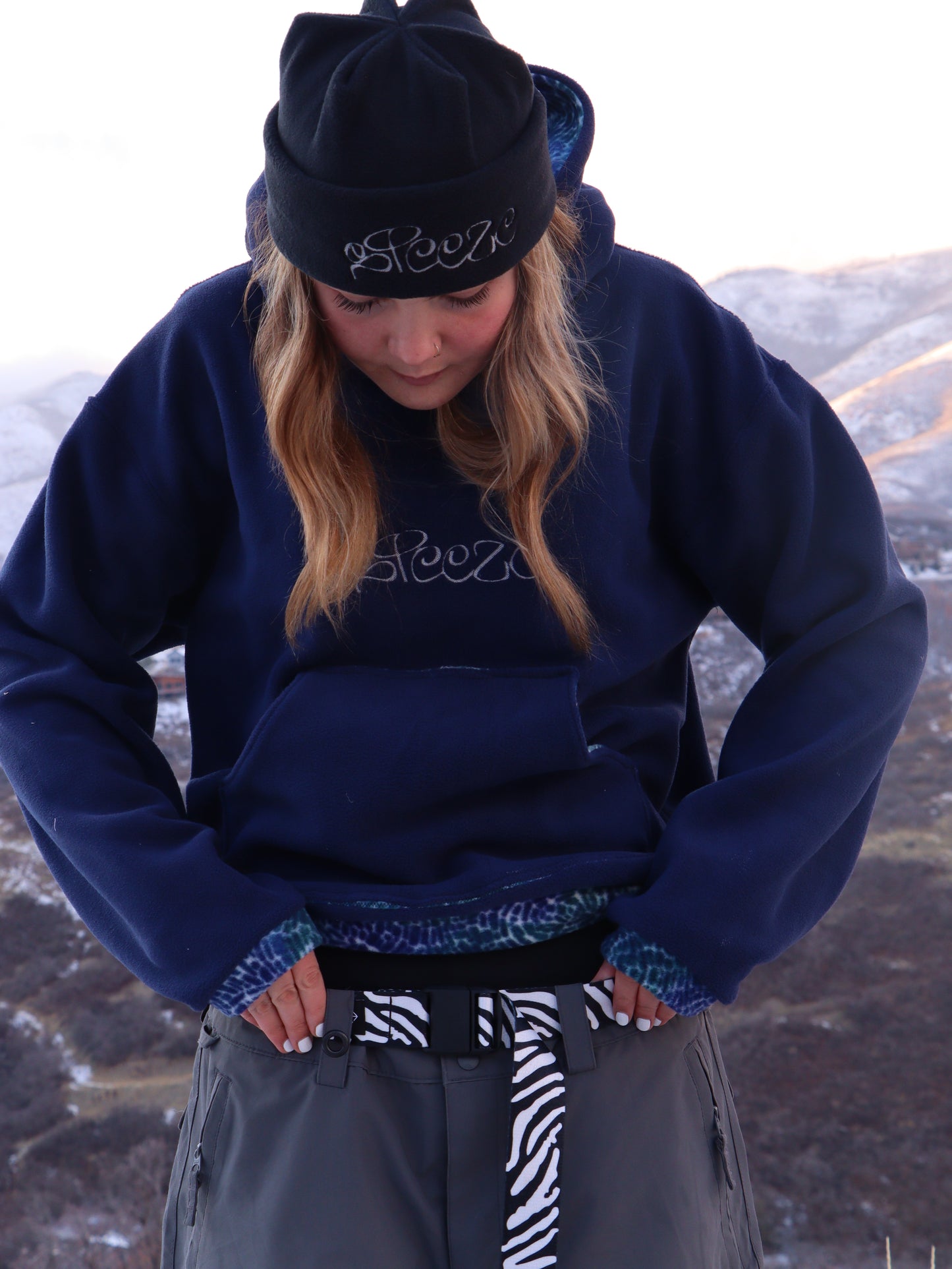 STEEZE HOODIE - Navy and Sea Swirl